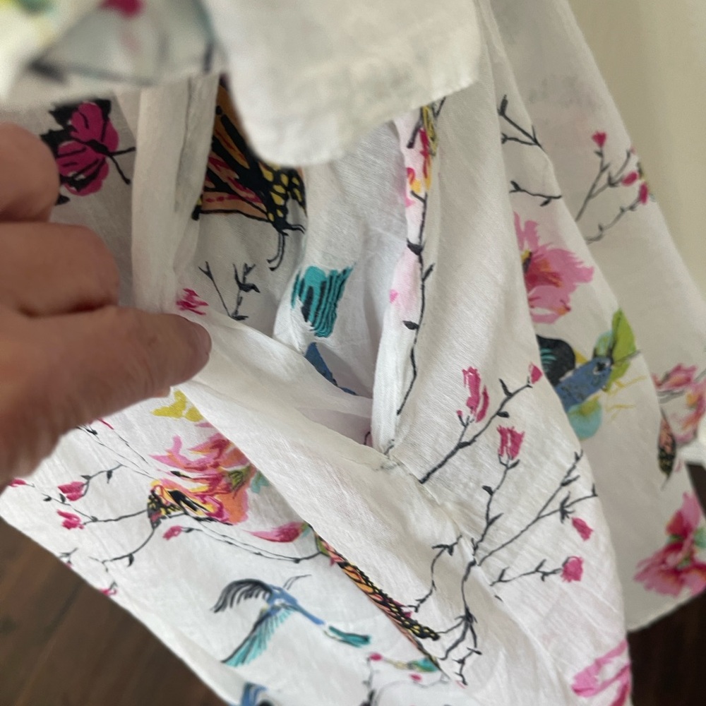 Cera Sheer butterfly Floral White Kimono summer Dress XL - Picture 6 of 12